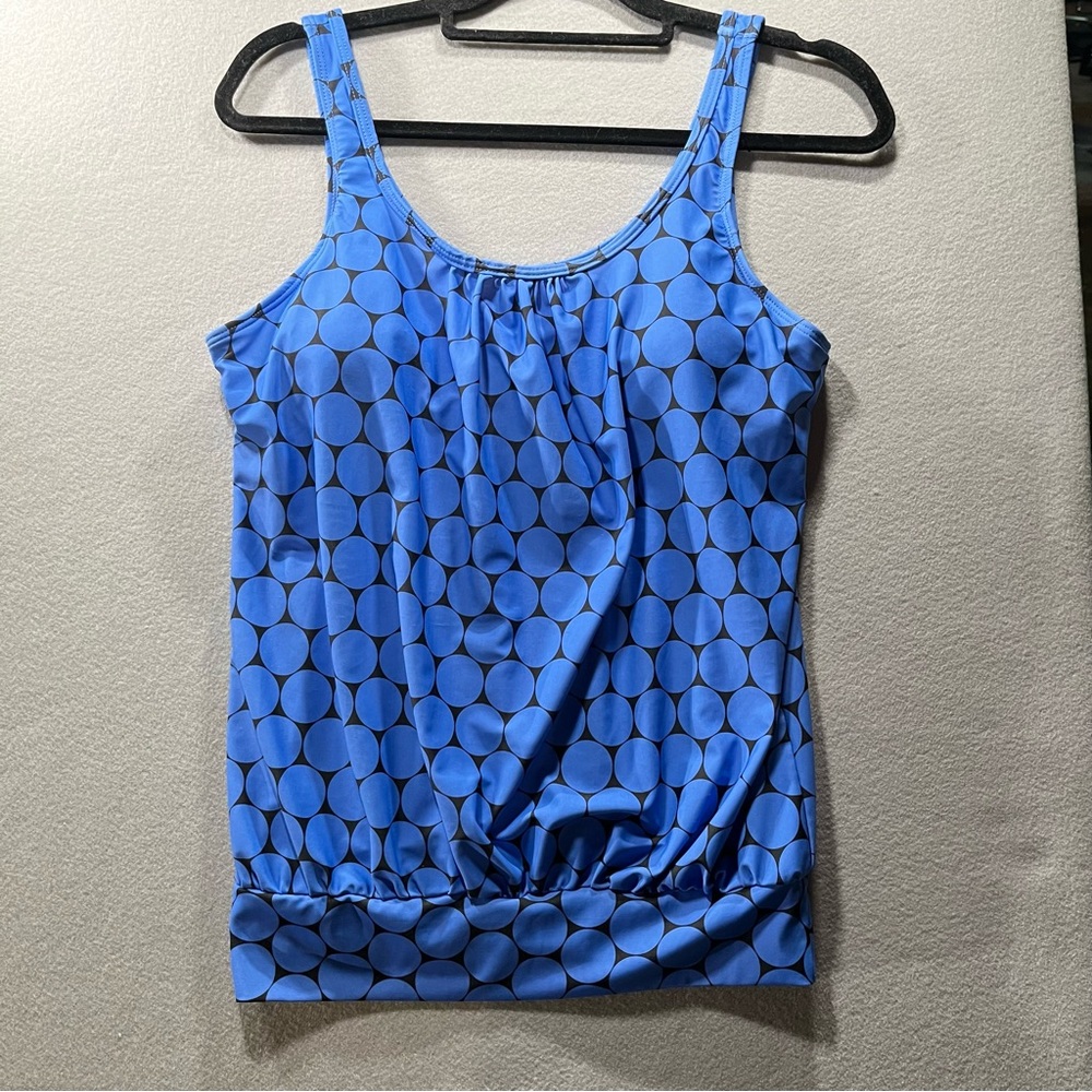 Blue Retro Tankini Top Size Med